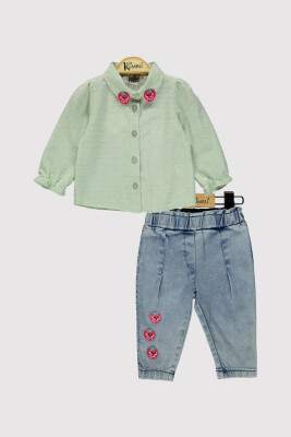 Strawberry Collar Shirt Set 6-18M Kumru Bebe 1075-4219 Мятно-зеленый