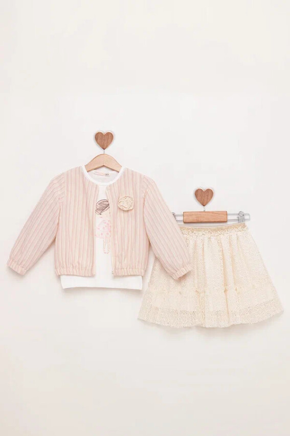 Striped Jacket Lace Skirt Suit 1-4Y BabyRose 1002-4808 - Babyrose