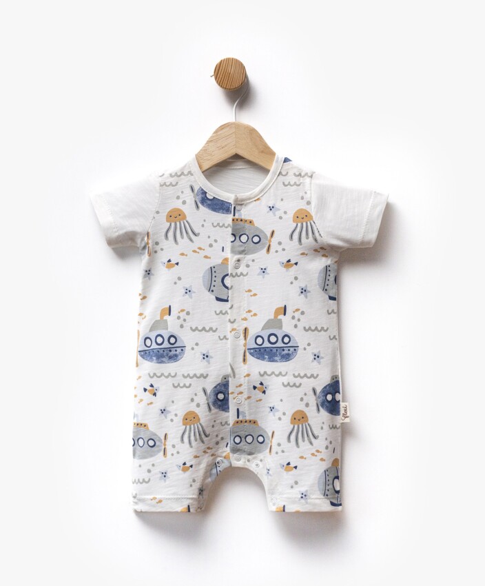 Submarine Printed Short Sleeve Jumpsuit 3-9M Flexi Baby 2063-236577 - 2