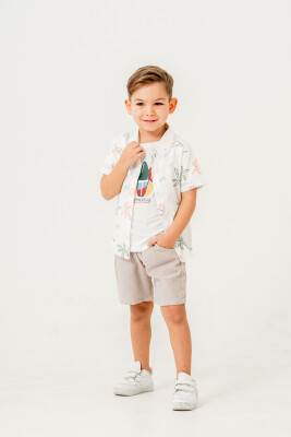 Sunny Printed Shirt 3-Piece Boys Suit 2-5Y Sani 1068-30049 Норковый