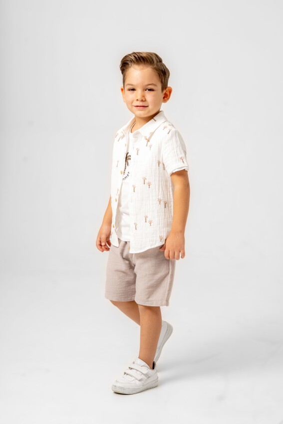 Tree Printed Shirt 3-Piece Boys Suit 2-5Y Sani 1068-30065 - 4