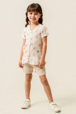 V-Neck Blouse 2-Piece Girls Set 2-5Y Sani 1068-30077 - Sani