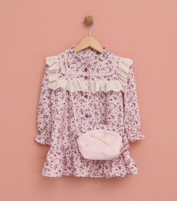 Wholeasale Girls Dress with Bag 2-5Y Lilax 1049-6544 - 1