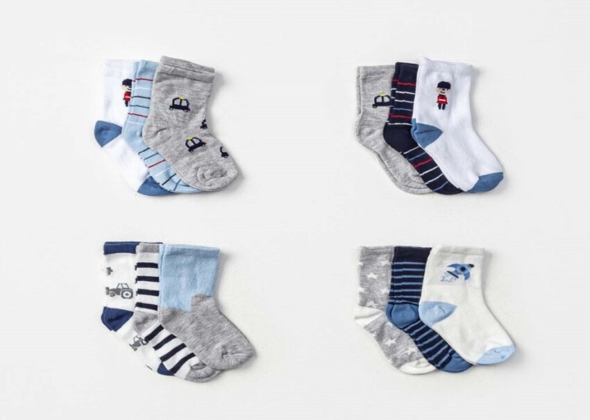 Wholesale 12pcs Baby Boy Socks 18-24M Defne 1064-DFN3-E025-22(18-24) - 1