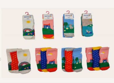 Wholesale 12pcs Baby Girl Socks 6-12M Defne 1064-DFN3-K012-20(6-12) - Defne