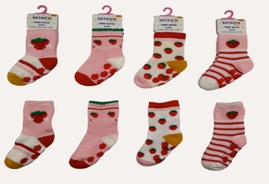 Wholesale 12pcs Girl's Terry Socks 3-4Y Defne 1064-DFN1H-K001-24(3-4Y) - Defne