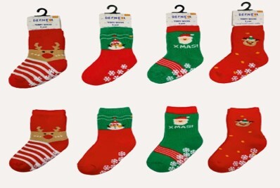 Wholesale 12pcs Unisex Christmas Towel Socks 12-18M Defne 1064-DFN1H-U001-24(12-18) - 1