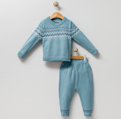 Wholesale 2-Piece Baby Boys Knitwear Set With Sweater And Pants 2-4Y Milarda 2001-6044 Синий