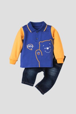 Wholesale 2-Piece Baby Boys Sweat and Denim Pants 9-24M Kidexs 1026-35035 Светло-серовато- синий