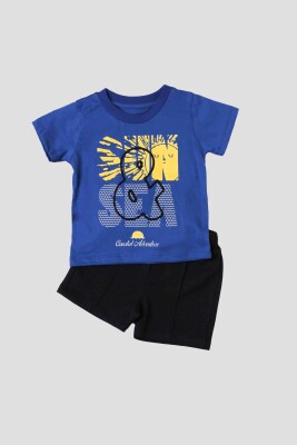 Wholesale 2-Piece Baby Boys T-shirt and Shorts Set 6-24M Kidexs 1026-65110 Светло-серовато- синий