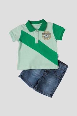 Wholesale 2-Piece Baby Boys T-Shirt Set with Denim Capri 6-24M Kidexs 1026-35056 - 1
