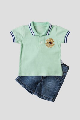 Wholesale 2-Piece Baby Boys T-Shirt Set with Denim Capri 6-24M Kidexs 1026-35057 Мятно-зеленый
