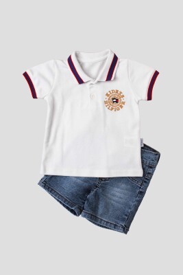 Wholesale 2-Piece Baby Boys T-Shirt Set with Denim Capri 6-24M Kidexs 1026-35057 Белый 