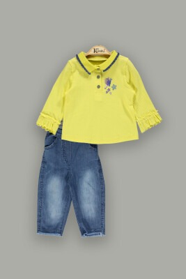 Wholesale 2-Piece Baby Denim Pants and Long Sleeve T-shirt 9-24M Kumru Bebe 1075-3939 Жёлтый 