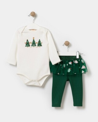 Wholesale 2-Piece Baby Girls Bodysuit Set with Pants 6-18M Bupper Kids 1053-23509 Экрю