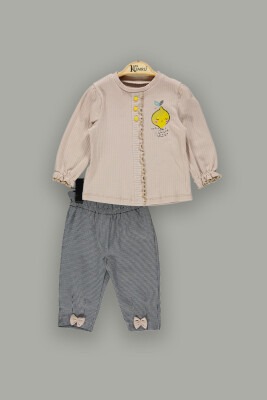 Wholesale 2-Piece Baby Girls Set with Body and Pants 6-18M Kumru Bebe 1075-3940 Бежевый 