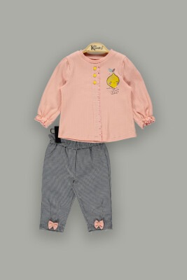 Wholesale 2-Piece Baby Girls Set with Body and Pants 6-18M Kumru Bebe 1075-3940 Лососевый цвет