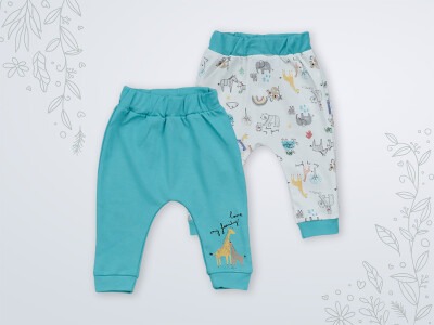 Wholesale 2-Piece Baby Pants Set 3-18M Miniworld 1003-16453 Мятно-голубой 