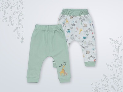 Wholesale 2-Piece Baby Pants Set 3-18M Miniworld 1003-16453 Зелёный миндаль 