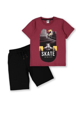 Wholesale 2-Piece Boys T-shirt Set with Shorts 8-14Y Elnino 1025-22155 Бордовый 