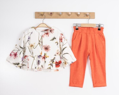 Wholesale 2-Piece Girls Blouse and Pants 8-12Y Moda Mira 1080-7103 Оранжевый 