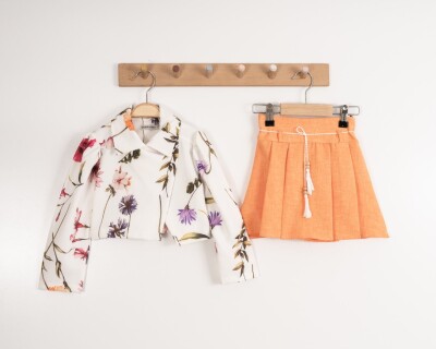 Wholesale 2-Piece Girls Blouse and Skirt 3-7Y Moda Mira 1080-7106 Светло-оранжевый 