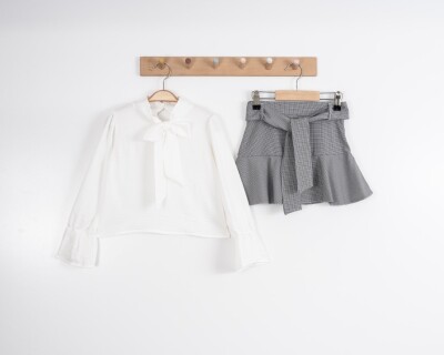 Wholesale 2-Piece Girls Blouse and Skirt Set 4-8Y Moda Mira 1080-7012 Экрю