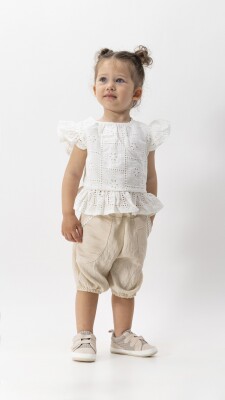 Wholesale 2-Piece Girls Blouse Set With Shorts 2-5Y Wecan 1022-23220 - Wecan