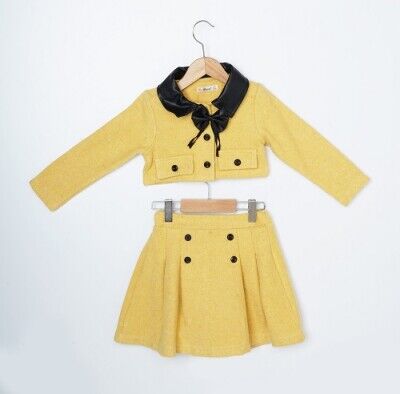Wholesale 2-Piece Girls Jacket and Skirt Sets 3-6Y Büşra Bebe 1016-23236 Горчичный