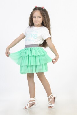 Wholesale 2-Piece Girls Skirt and T-shirt Set 4-8Y DMB Boys&Girls 1081-M 0142 Мятно-зеленый