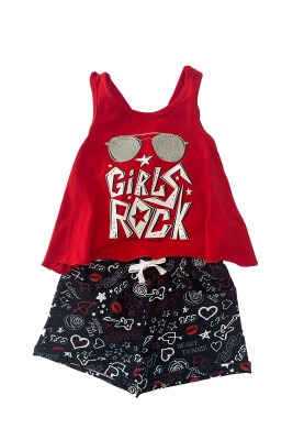 Wholesale 2-Piece Girls Sleeveless T-shirt with Shorts 6-16Y Zeyland 1070-22081714-1 - 1