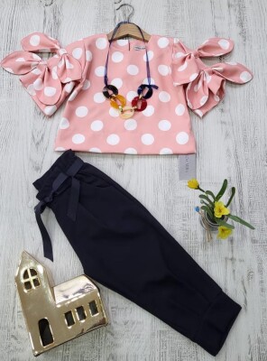 Wholesale 2-Piece Girls Spotted Blouse and Pants 3-7Y Moda Mira 1080-7053 Пудра