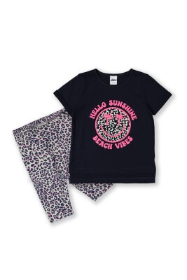Wholesale 2-Piece Girls T-shirt and Leggings Set 3-6Y Elnino 1025-22203 Темно-синий