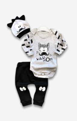 Wholesale 3-Piece Baby Boys Bodysuit Set with Hat and Pants 3-9M Minizeyn 2014-5558 - Minizeyn