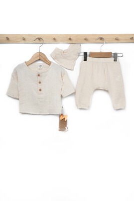 Wholesale 3-Piece Baby Boys Muslin T-shirt and Pants Set 0-3M BabyZ 1097-4771 - BabyZ
