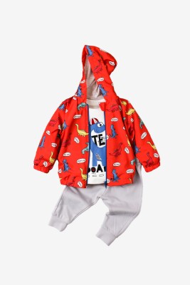 Wholesale 3-Piece Baby Boys Raincoat Set with Sweatpants and T-shirt 9-24M Kidexs 1026-90094 - Kidexs (1)