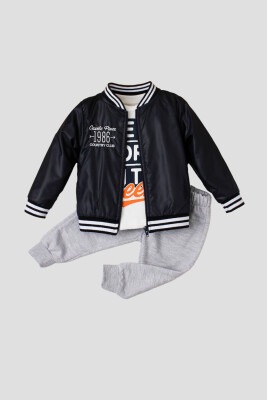 Wholesale 3-Piece Baby Boys Raincoat Set with Sweatpants and T-Shirt 9-24M Kidexs 1026-90121 - 1