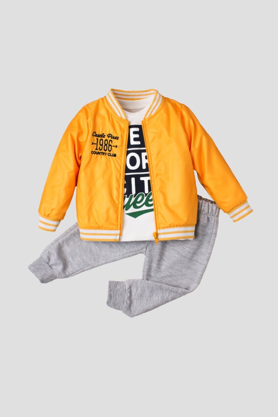 Wholesale 3-Piece Baby Boys Raincoat Set with Sweatpants and T-Shirt 9-24M Kidexs 1026-90121 - 2