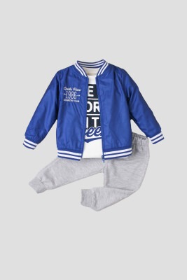 Wholesale 3-Piece Baby Boys Raincoat Set with Sweatpants and T-Shirt 9-24M Kidexs 1026-90121 - 3