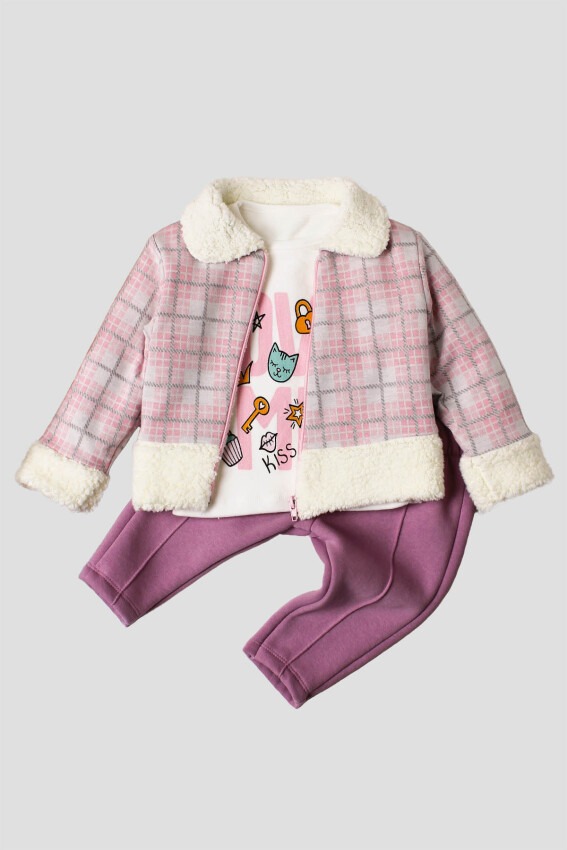 Wholesale 3-Piece Baby Girls Set with Welsoft Cardigan, Pants and Long Sleeve T-shirt 9-24M Kidexs 1 - 1