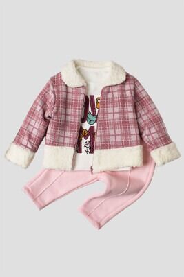 Wholesale 3-Piece Baby Girls Set with Welsoft Cardigan, Pants and Long Sleeve T-shirt 9-24M Kidexs 1 - 4
