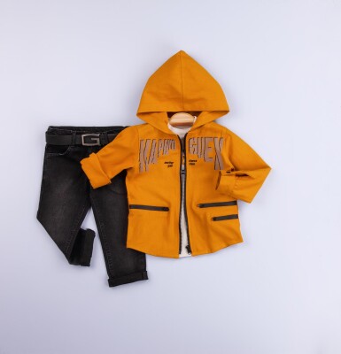 Wholesale 3-Piece Boys Jacket Set with T-Shirt and Denim Pants 6-24M Gold Class 1010-1250 Горчичный