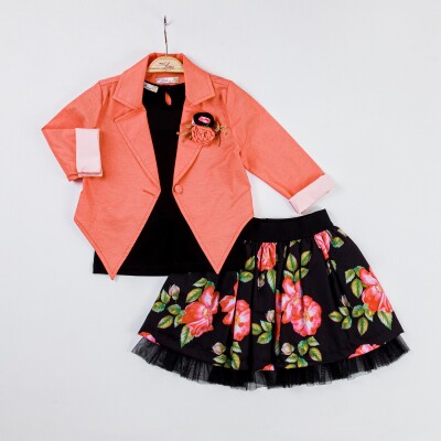 Wholesale 3-Piece Girl Skirt Set with Jacket and T-shirt 2-6Y Miss Lore 1055-5301 - 2