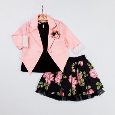 Wholesale 3-Piece Girl Skirt Set with Jacket and T-shirt 2-6Y Miss Lore 1055-5301 - 3