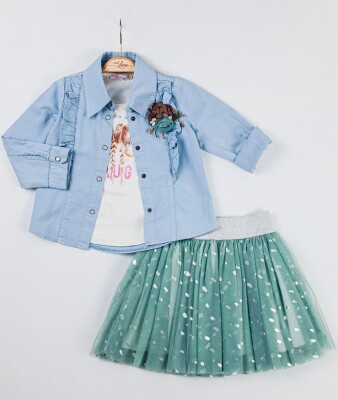 Wholesale 3-Piece Girl Skirt Set with Jacket and T-shirt 2-6Y Miss Lore 1055-5311 - 2
