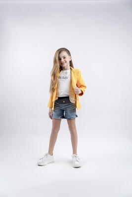 Wholesale 3-Piece Girls Denim Shorts T-shirt and Jacket Set 5-8Y Eray Kids 1044-13255 - 2
