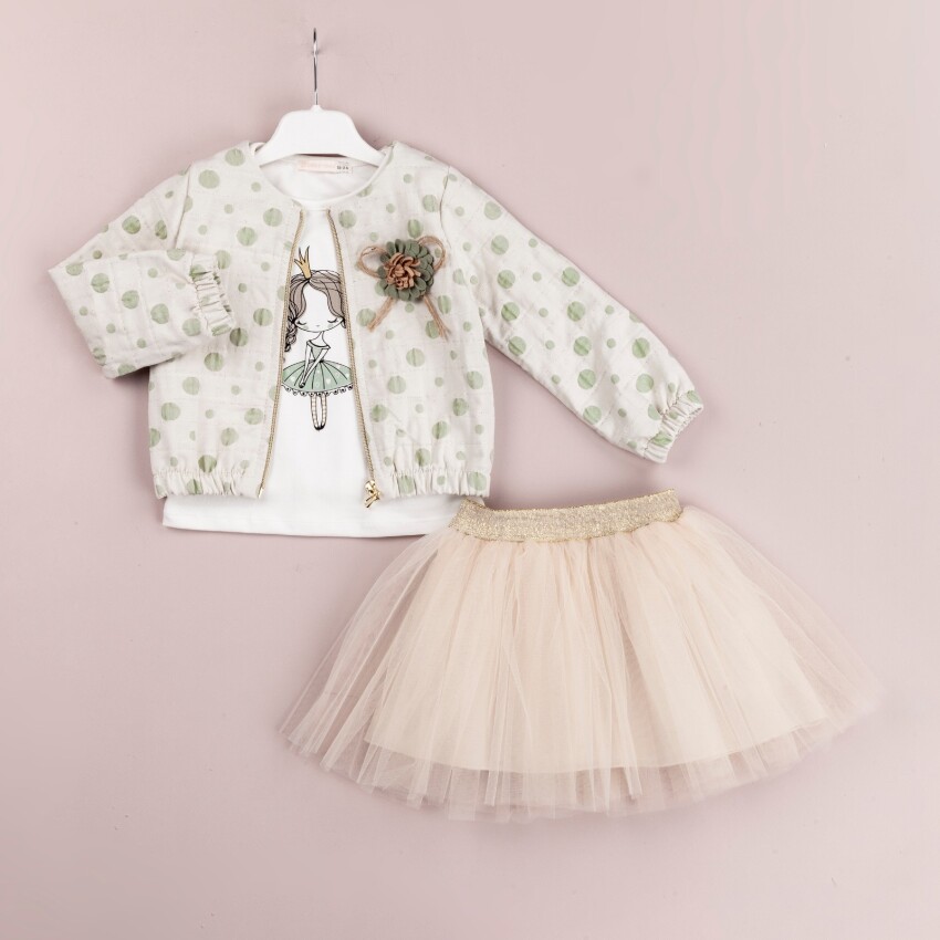 Wholesale 3-Piece Girls Jacket Set with Tulle Skirt and T-Shirt 1-4Y BabyRose 1002-4164 - 1