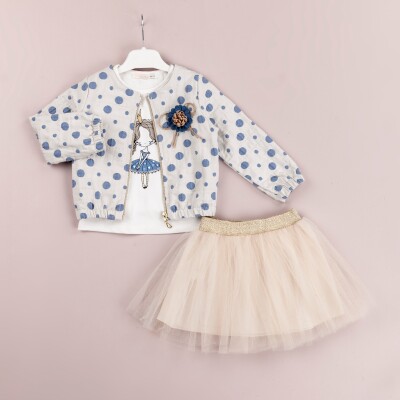 Wholesale 3-Piece Girls Jacket Set with Tulle Skirt and T-Shirt 1-4Y BabyRose 1002-4164 Темно-синий