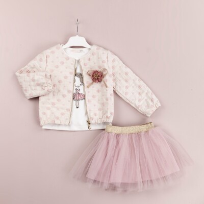 Wholesale 3-Piece Girls Jacket Set with Tulle Skirt and T-Shirt 1-4Y BabyRose 1002-4164 Розовый 