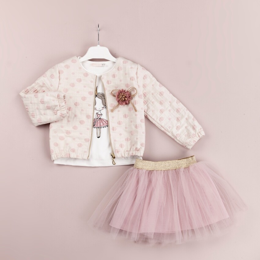 Wholesale 3-Piece Girls Jacket Set with Tulle Skirt and T-Shirt 1-4Y BabyRose 1002-4164 - 4